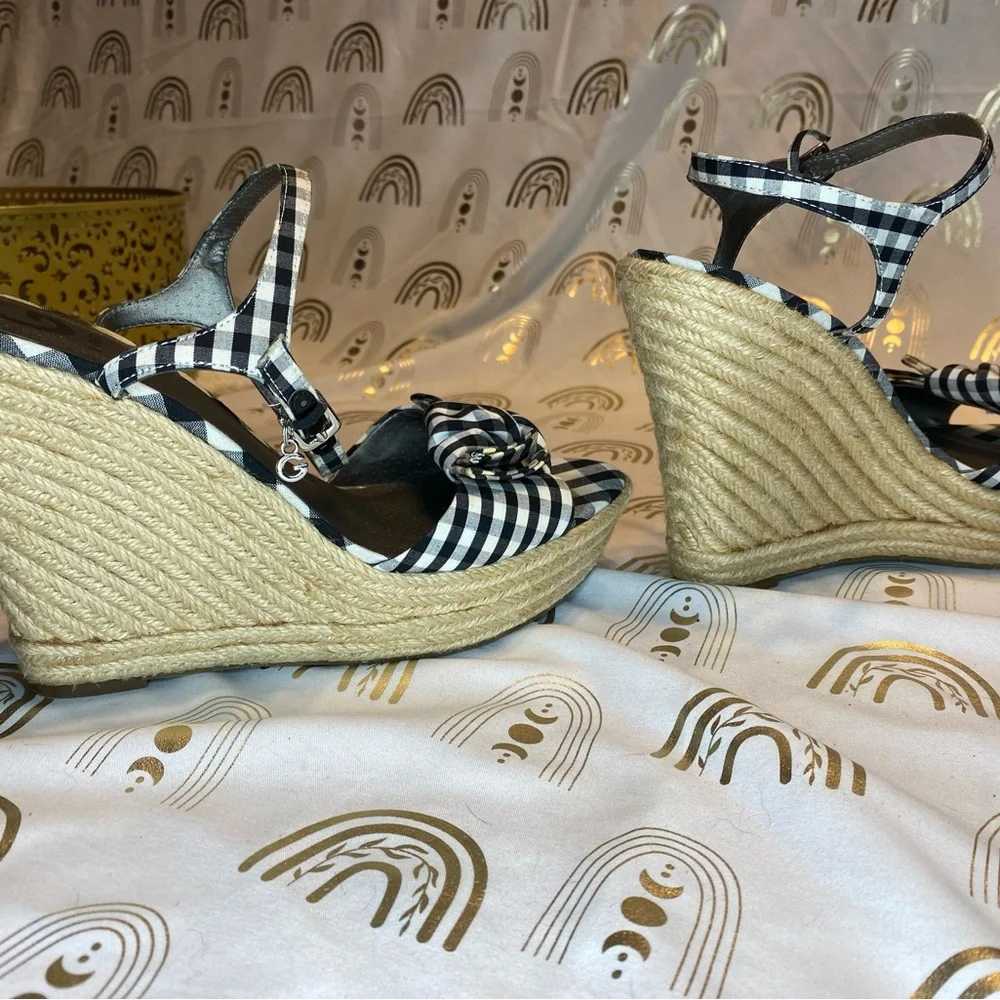 G by Guess Checkered Bow Sandals